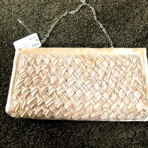 Tan/Cream Satin Clutch